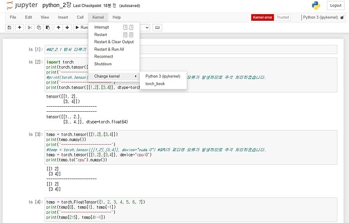 jupyter notebook kernel error