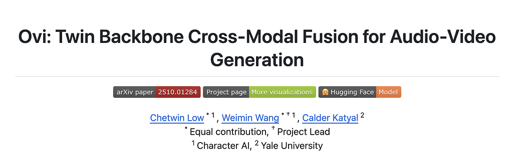 Ovi: 텍스트 또는 이미지로부터 영상과 음향을 동시에 생성하는 AI 모델 (feat. Character.AI)