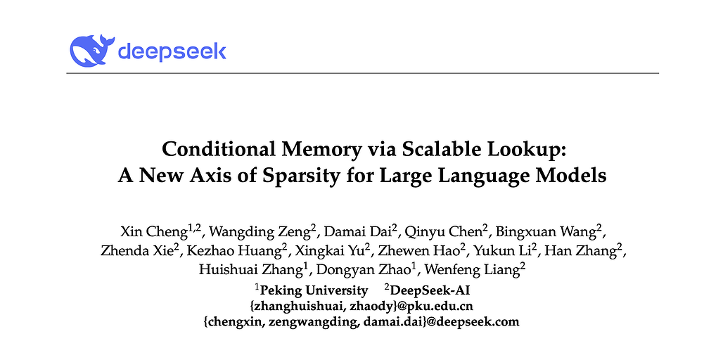 Engram: DeepSeek AI가 공개한 대규모 언어 모델을 위한 조건부 메모리(Conditional Memory) 아키텍처