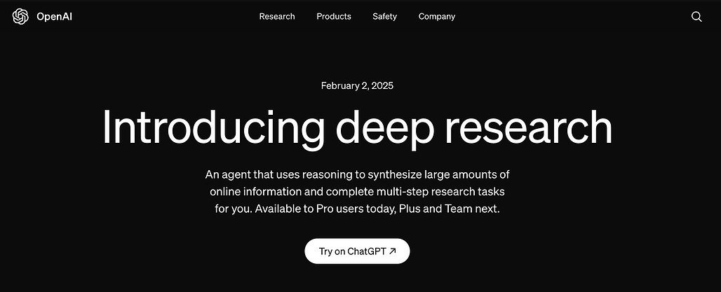 OpenAI, 웹 검색 및 여러 단계의 연구 수행 후 보고서를 생성하는 Deep Research 공개