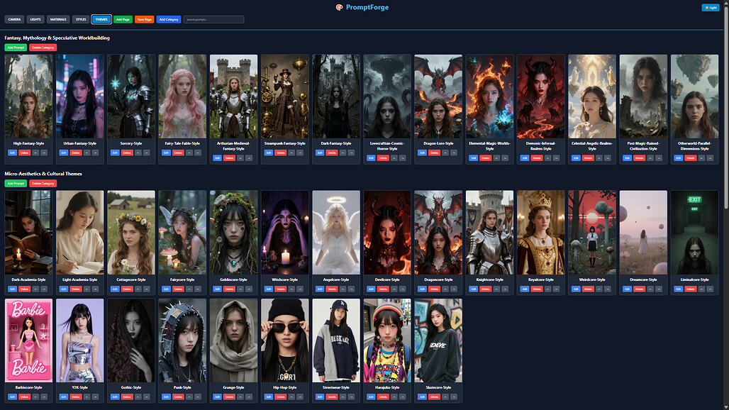 PromptForge의 주요 기능: Themes Library (테마)