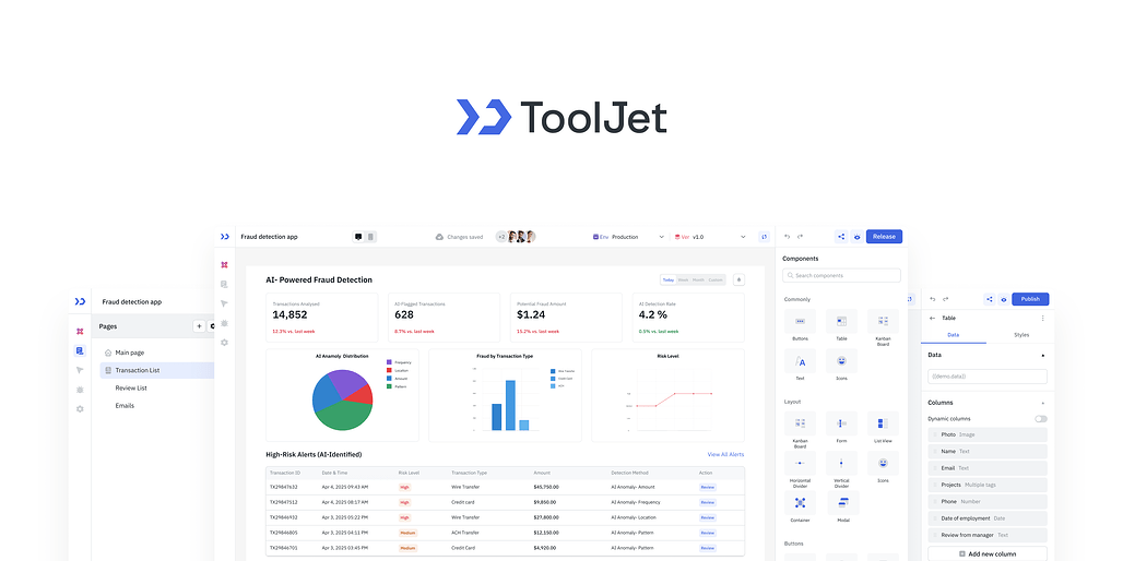 ToolJet: 관리 도구, 워크플로우 및 AI 에이전트 구축을 위한 오픈소스 플랫폼