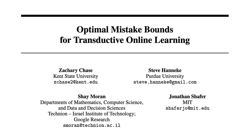 전환적 온라인 학습을 위한 최적의 오류 한계 / Optimal Mistake Bounds for Transductive Online Learning