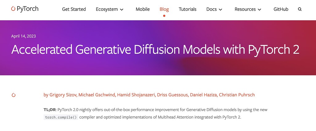 파이토치 2를 사용한 가속화된 생성 확산 모델(Accelerated Generative Diffusion Models with ...