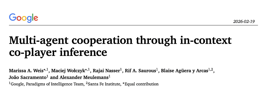맥락 내 공동 플레이어 추론을 통한 다중 에이전트 협력 / Multi-agent cooperation through in-context co-player inference
