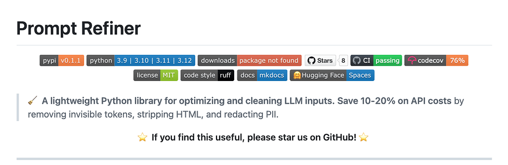 Prompt Refiner: LLM 입력 프롬프트를 정제하고 최적화하는 초경량 Python 라이브러리