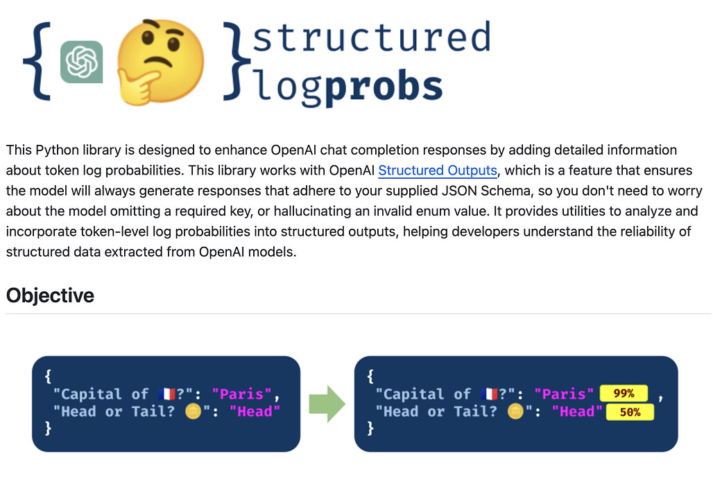 Structured Logprobs, LLM 토큰의 로그 확률에 대한 정보를 제공하는 오픈소스 라이브러리