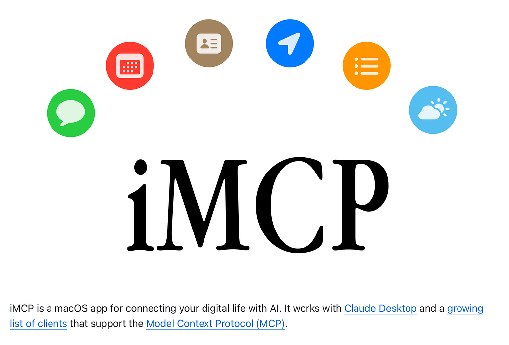iMCP: macOS용 애플리케이션들을 MCP 기반으로 AI 모델과 연동 가능하게 해주는 도구