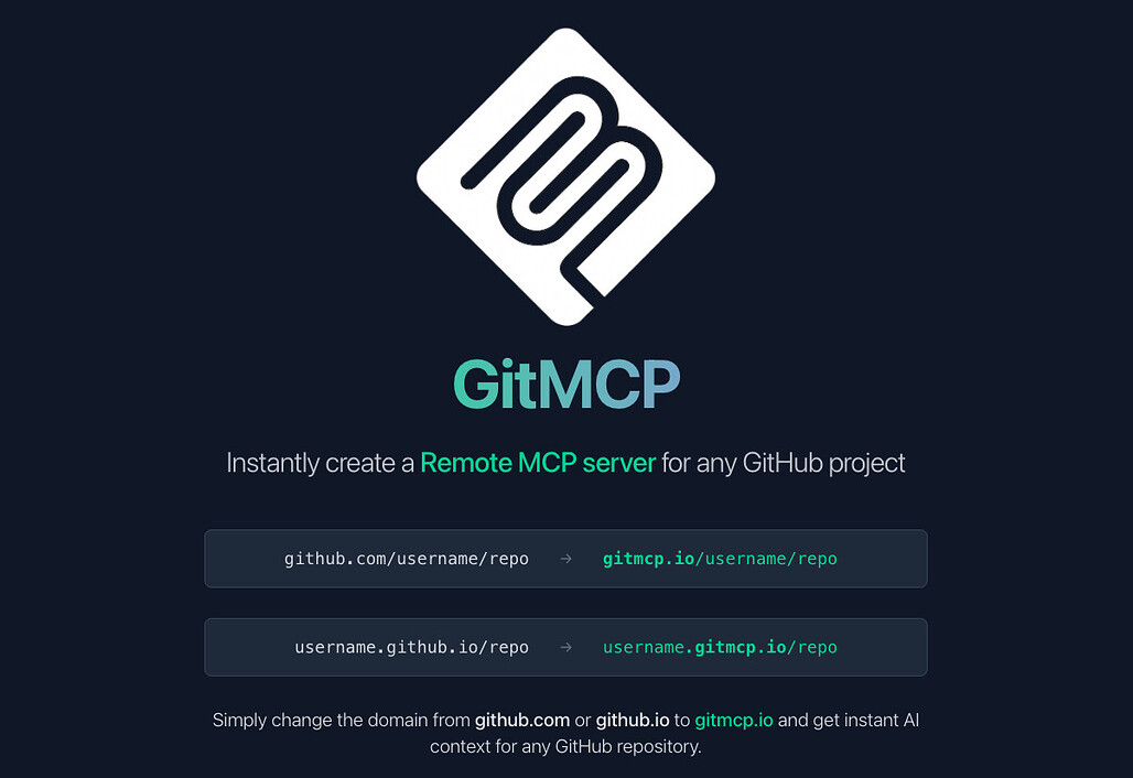 GitMCP, GitHub 저장소를 MCP Server로 변환해주는 서비스