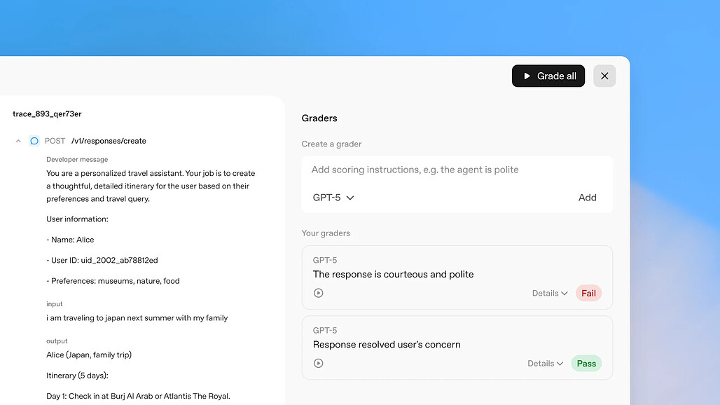 OpenAI AgentKit의 Eval에 포함된 새로운 기능: Trace Grading