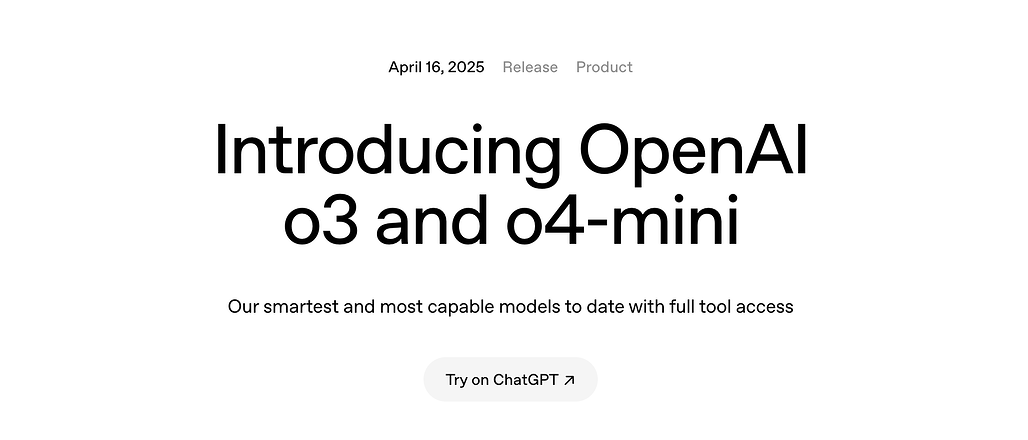 OpenAI, 새로운 추론(reasoning) 모델 o3 및 o4-mini 출시