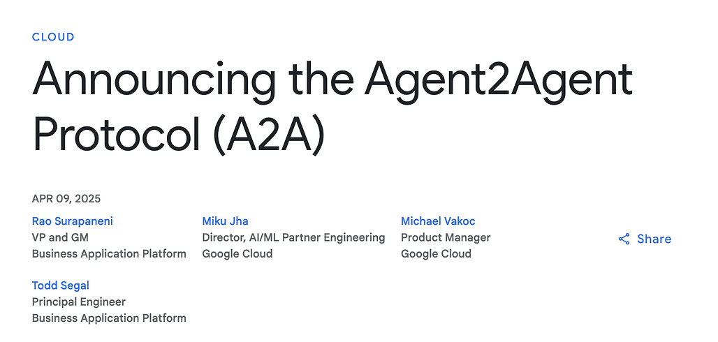 Google, AI 에이전트들간의 협업을 위한 A2A 프로토콜 공개