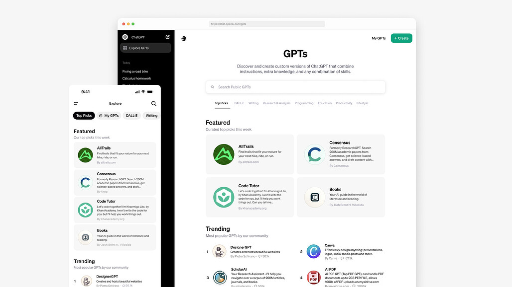OpenAI, 다른 사람이 만든 GPT를 사용할 수 있는 "GPT Store" 공개