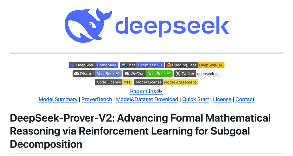 DeepSeek, 수학 정리 증명을 위한 DeepSeek-Prover-V2 모델 공개