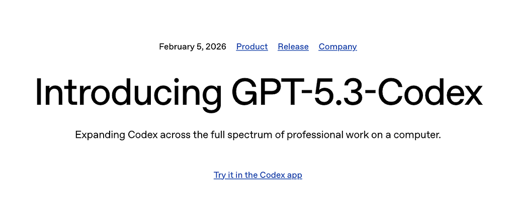 OpenAI, 더 나아진 GPT-5.3-Codex 모델 및 더 빨라진 GPT-5.3-Codex-Spark 모델 공개