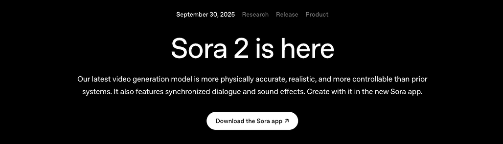 Sora2: OpenAI가 새롭게 출시한 현실감을 강화한 차세대 비디오&오디오 생성 모델