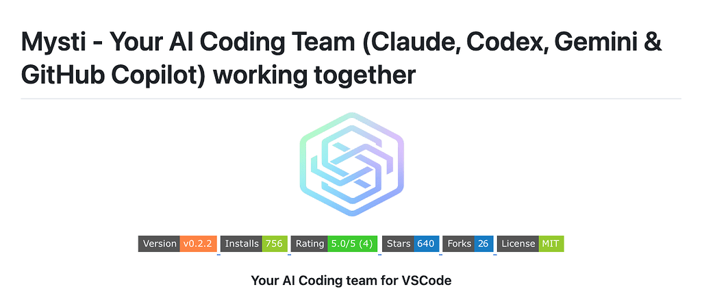 Mysti: 멀티 에이전트 AI 코딩 팀을 구성해주는 VS Code 확장 (Claude + Codex + Gemini + Copilot)