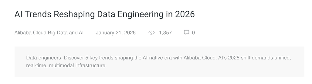 AI 인프라로 재편되는 2026년 데이터 엔지니어링 트렌드 (feat. Alibaba Cloud)