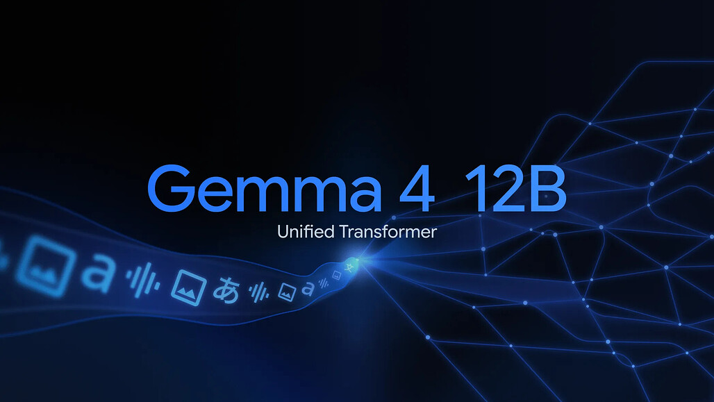 Gemma 4 12B 통합 트랜스포머 아키텍처를 표현한 공식 히어로 이미지