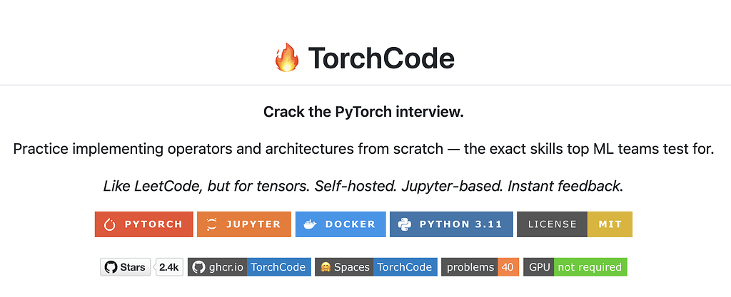 TorchCode: PyTorch 핵심 연산을 직접 구현하며 배우는 LeetCode 스타일 머신러닝 인터뷰 연습 플랫폼 - 읽을 ...