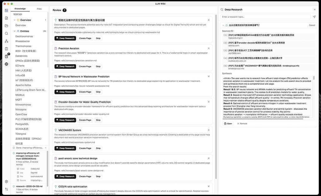 LLM Wiki Deep Research 화면