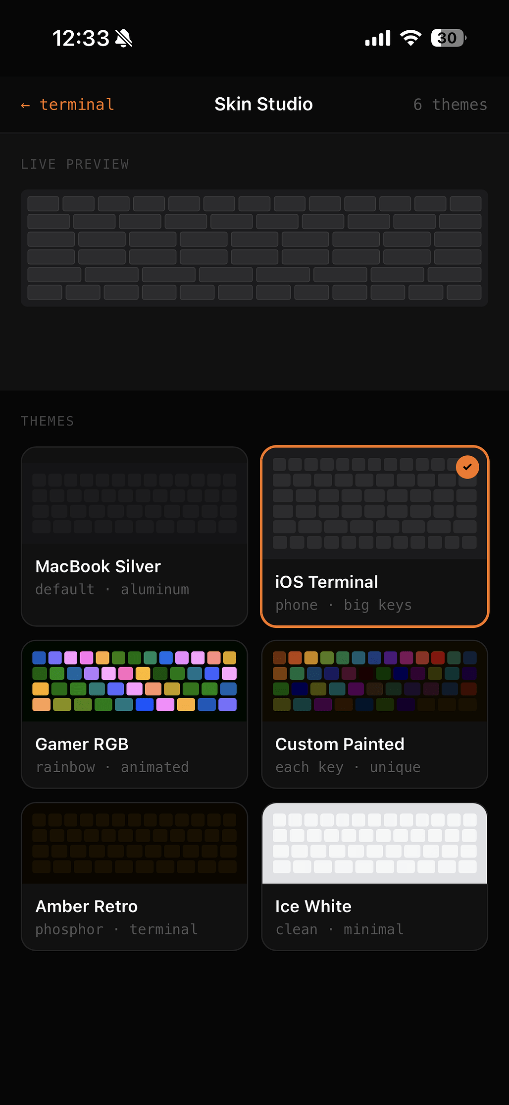 clsh 사용 예시: Skin Studio — 6 Themes