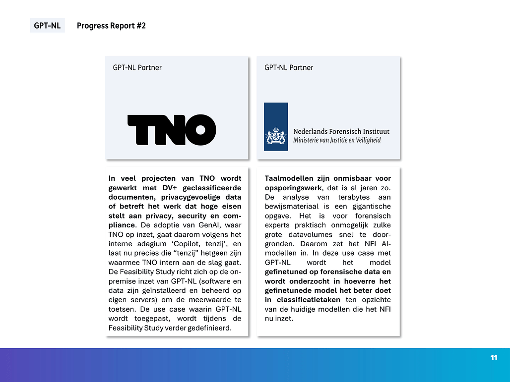 GPT-NL 파트너: TNO 사내 온프레미스 도입과 네덜란드 포렌식 연구소(NFI)의 수사 데이터 파인튜닝