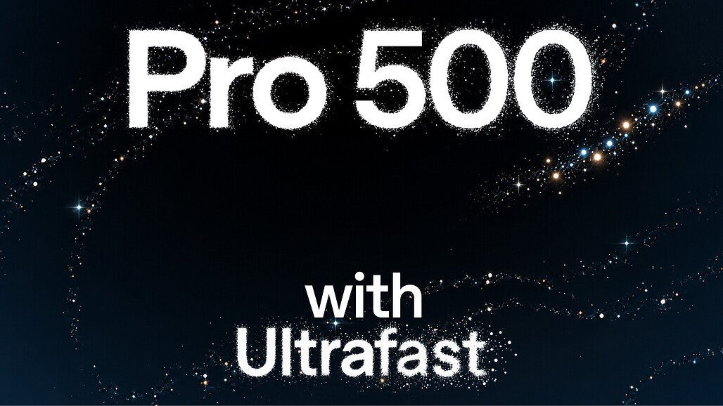 Pro 500과 Ultrafast 문구가 표시된 발표 이미지