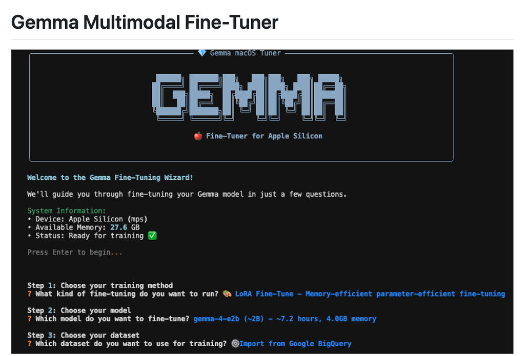 Gemma Multimodal Fine-Tuner: Apple Silicon Mac에서 PyTorch와 MPS로 Gemma 4 멀티모달 모델을 파인튜닝하는 오픈소스 도구