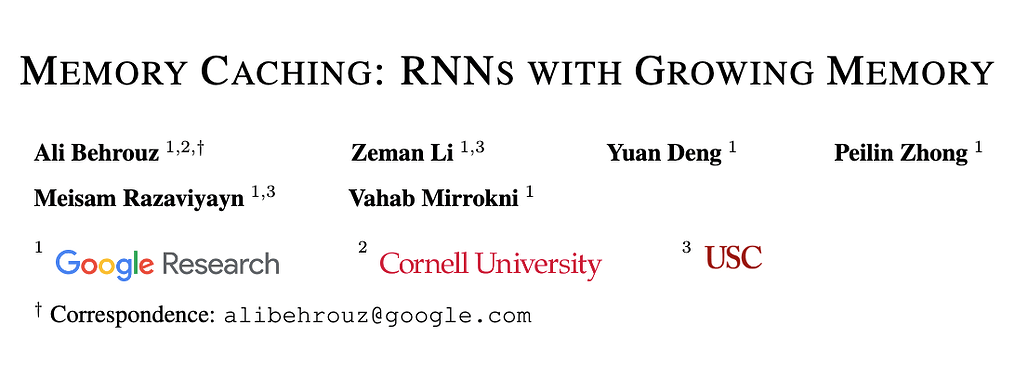 Memory Caching(MC): 길이에 따라 메모리가 커지는 RNN에 대한 연구 (feat. Google)