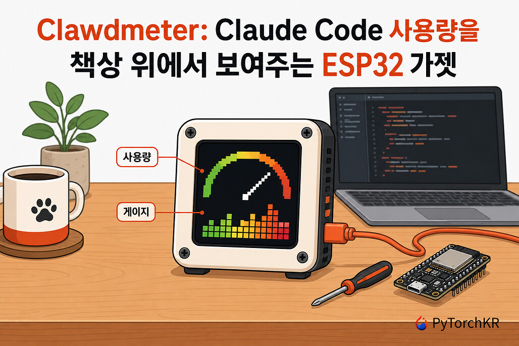 Clawdmeter: Claude Code 사용량을 책상 위에서 보여주는 ESP32 오픈소스 가젯
