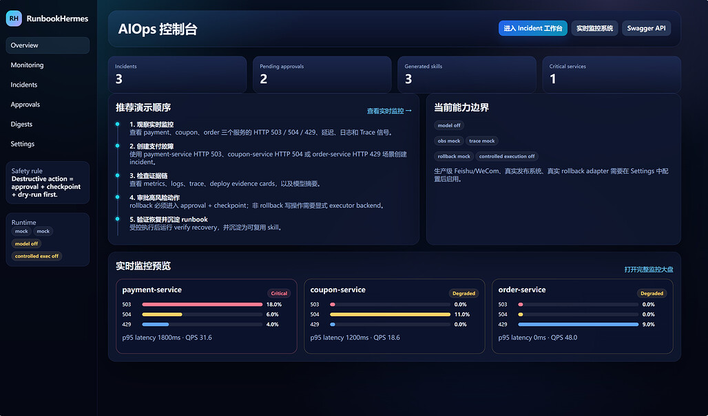 RunbookHermes 콘솔 개요