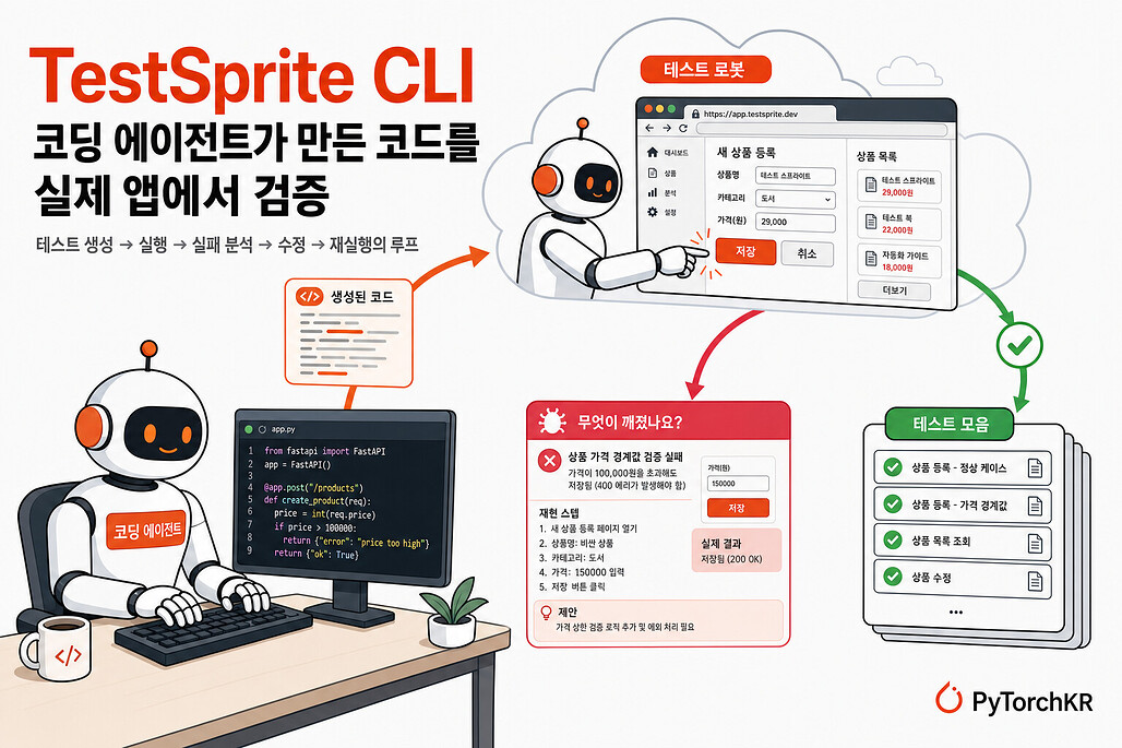 TestSprite CLI: 코딩 에이전트가 만든 코드를 실제 앱에서 검증하는 테스트 도구