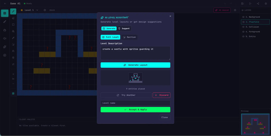 Full Harness의 AI Game Design: Using the built in AI feature to generate the level