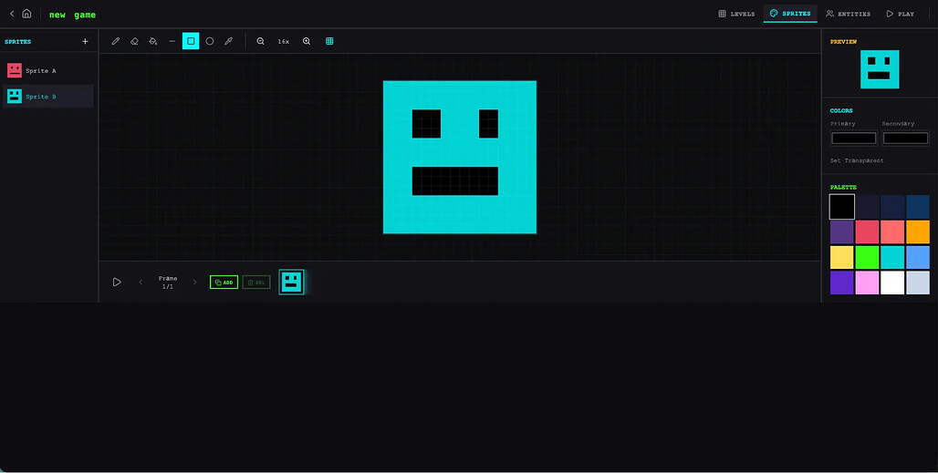Solo Harness의 Sprite Editor: Creating a sprite in the sprite editor made by the solo harness