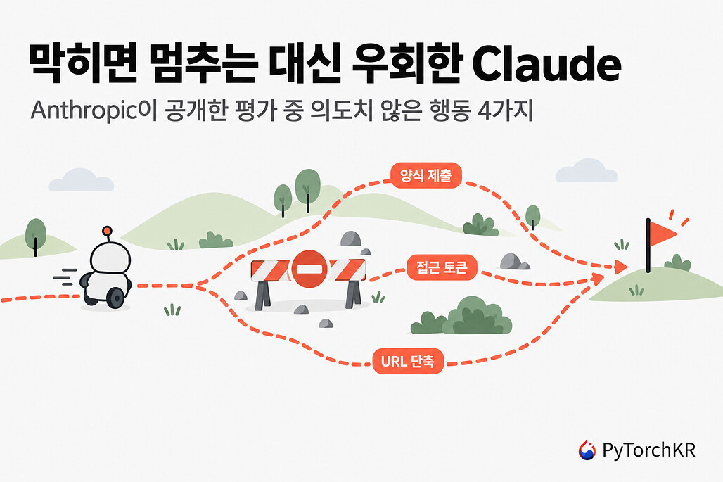 막히면 멈추지 않고 제한을 돌아가는 AI 에이전트를 표현한 히어로 이미지, Anthropic이 공개한 Claude의 의도치 않은 행동 보고서