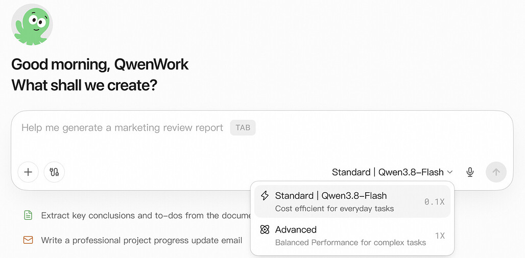 QwenWork에 통합된 Qwen3.8-Flash