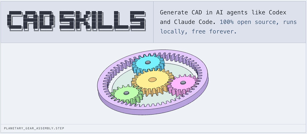CAD Skills: CAD와 로봇 설계를 자동화하는 Codex 및 Claude Code용 에이전트 스킬 모음