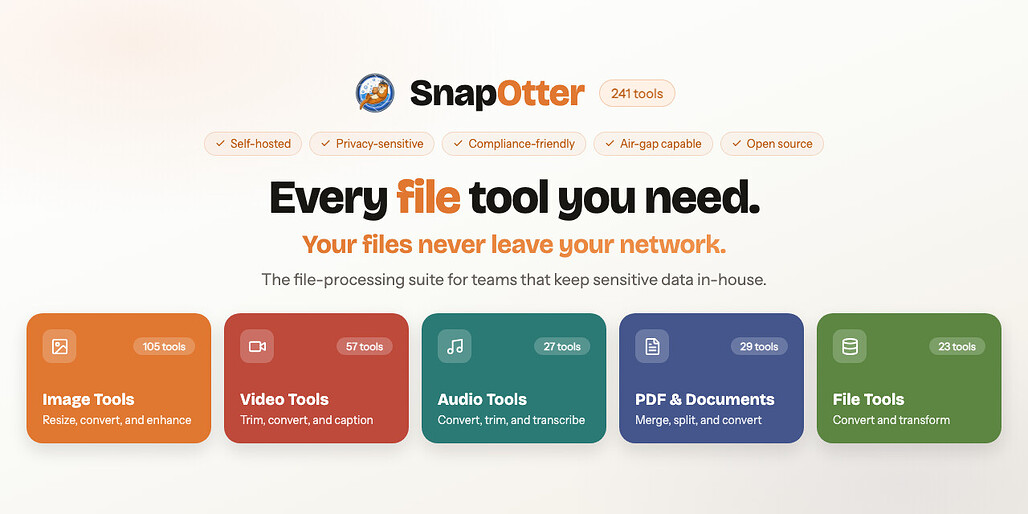 SnapOtter: 이미지, 영상, 오디오, PDF를 로컬에서 처리하는 셀프호스팅 파일 도구 모음