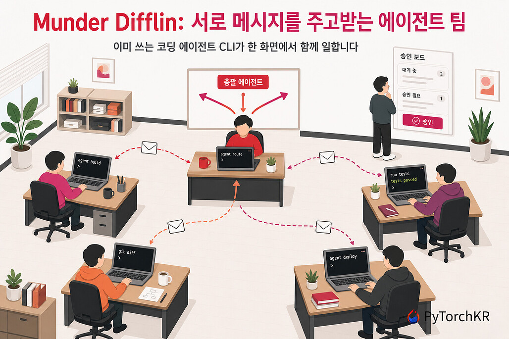 Munder Difflin: 터미널 코딩 에이전트 여러 개를 서로 메시지 주고받는 팀으로 만드는 데스크톱 앱