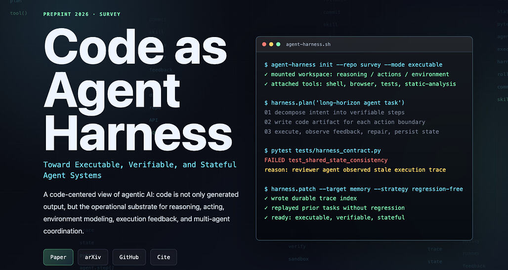 Code as Agent Harness: 코드를 AI 에이전트의 운영 기반(하네스)으로 보는 서베이 논문