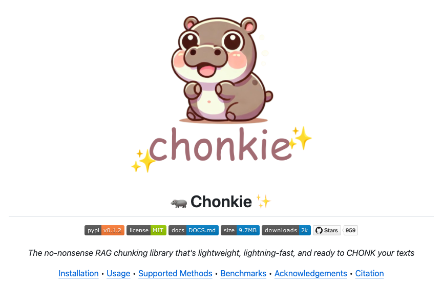 Chonkie, RAG 및 LLM을 위한 경량 텍스트 분할 라이브러리