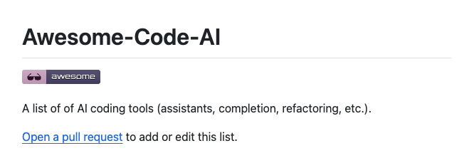 awesome-code-ai: 개발자들을 위한, 코딩을 돕는 AI 도구 모음 저장소