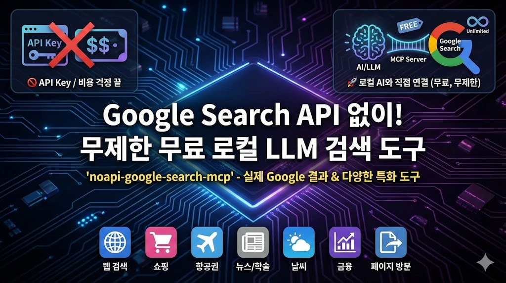 noapi-google-search-mcp: Google Search API Key 없이도 구글 검색 결과를 활용하는 MCP 서버