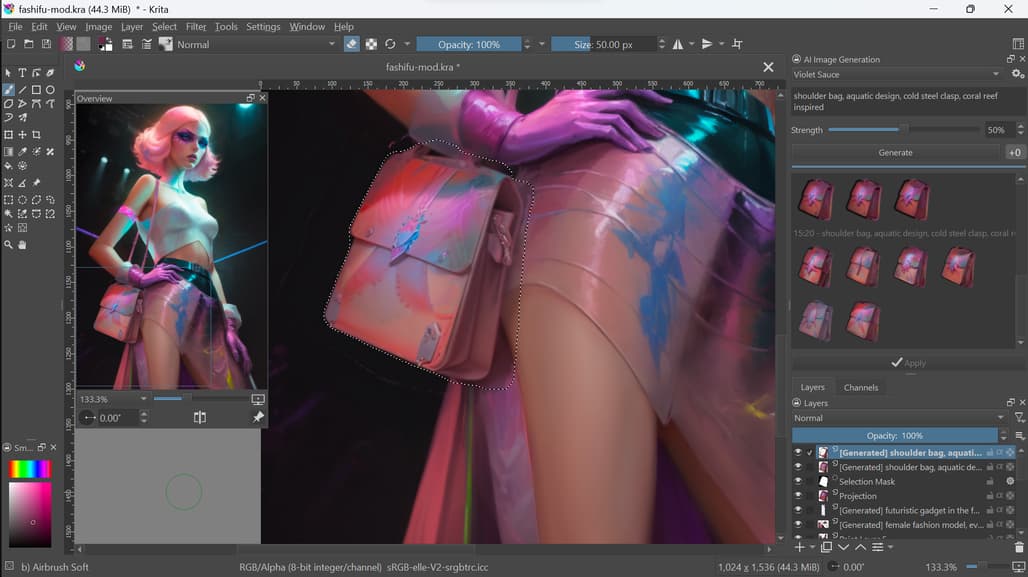 Krita AI Diffusion - Adding detail and iteratively refining small parts of the image