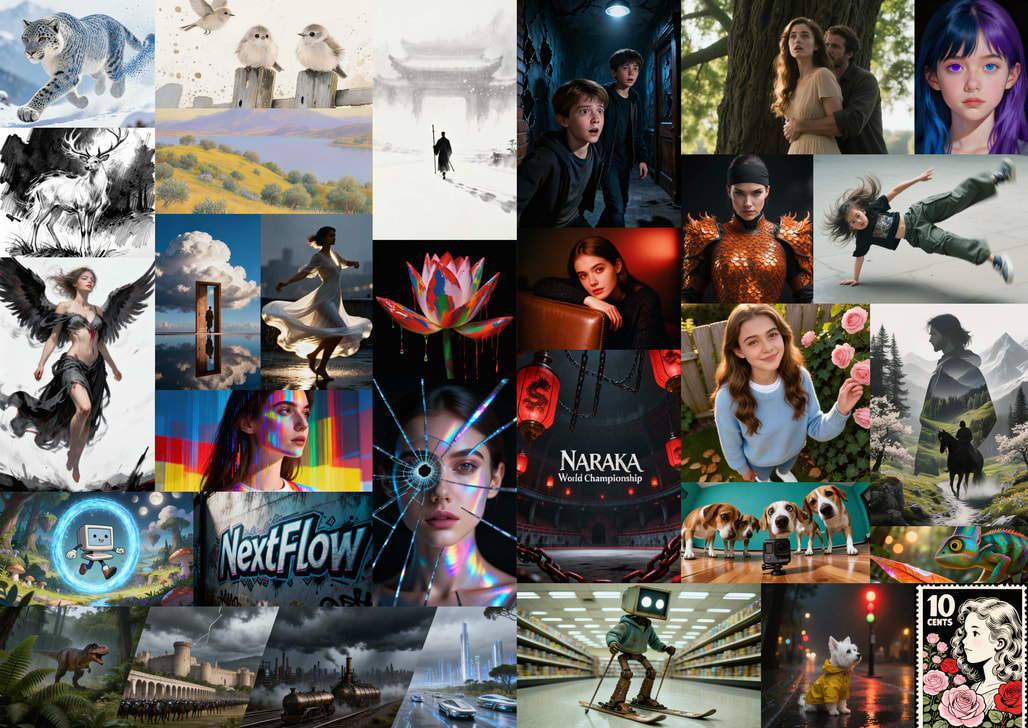 NextFlow 모델의 고품질 이미지 생성(High-Fidelity Generation) 예시