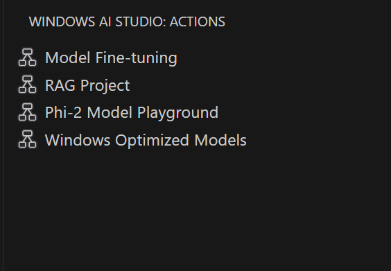 Microsoft Windows AI Studio - Available Actions