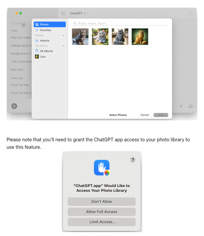 ChatGPT macOS App - Photo Library