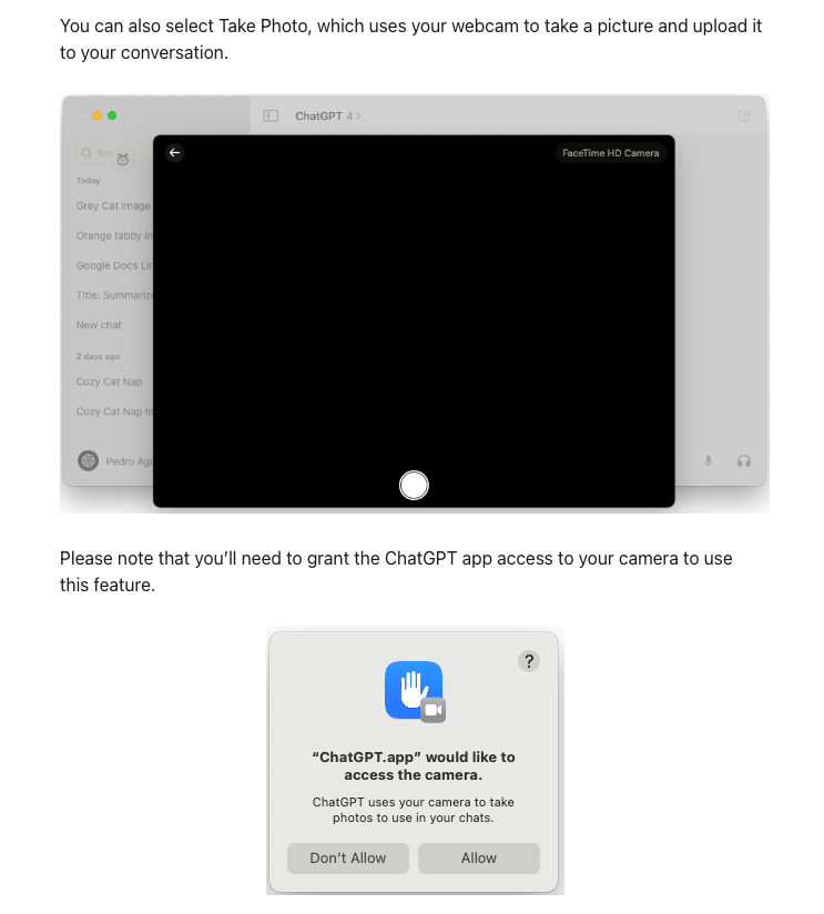 ChatGPT macOS App - Webcam