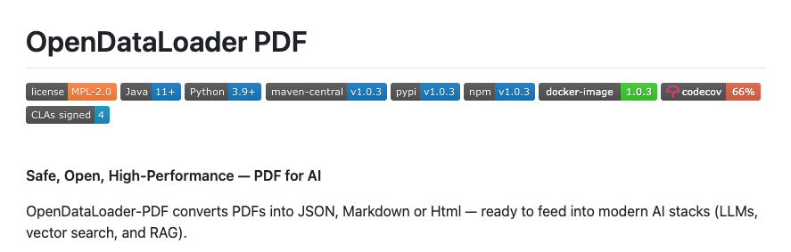 OpenDataLoader PDF: AI를 위한 안전하고 고성능의 PDF 처리 도구